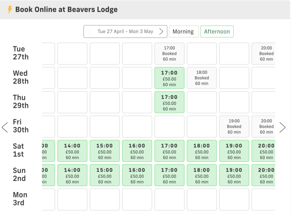 Beavers Community Primary School online booking calendar