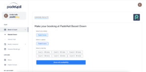 padel4all booking calendar