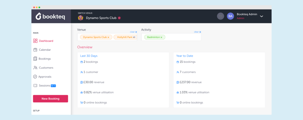 Bookteq dashboard