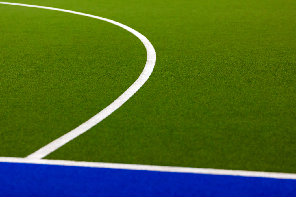 Astroturf pitch with line markings for field hockey 