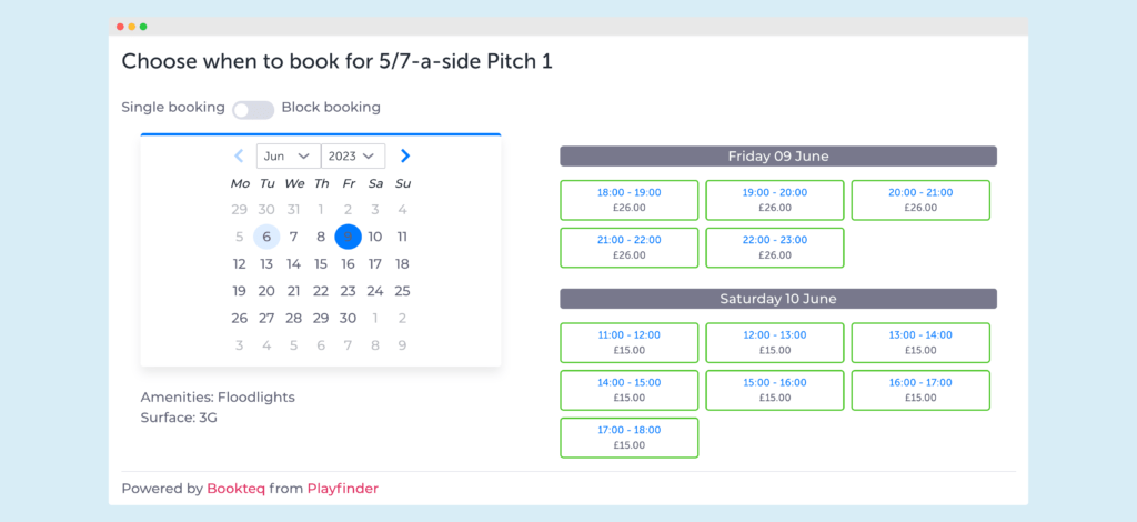 Booking widget for school lettings software