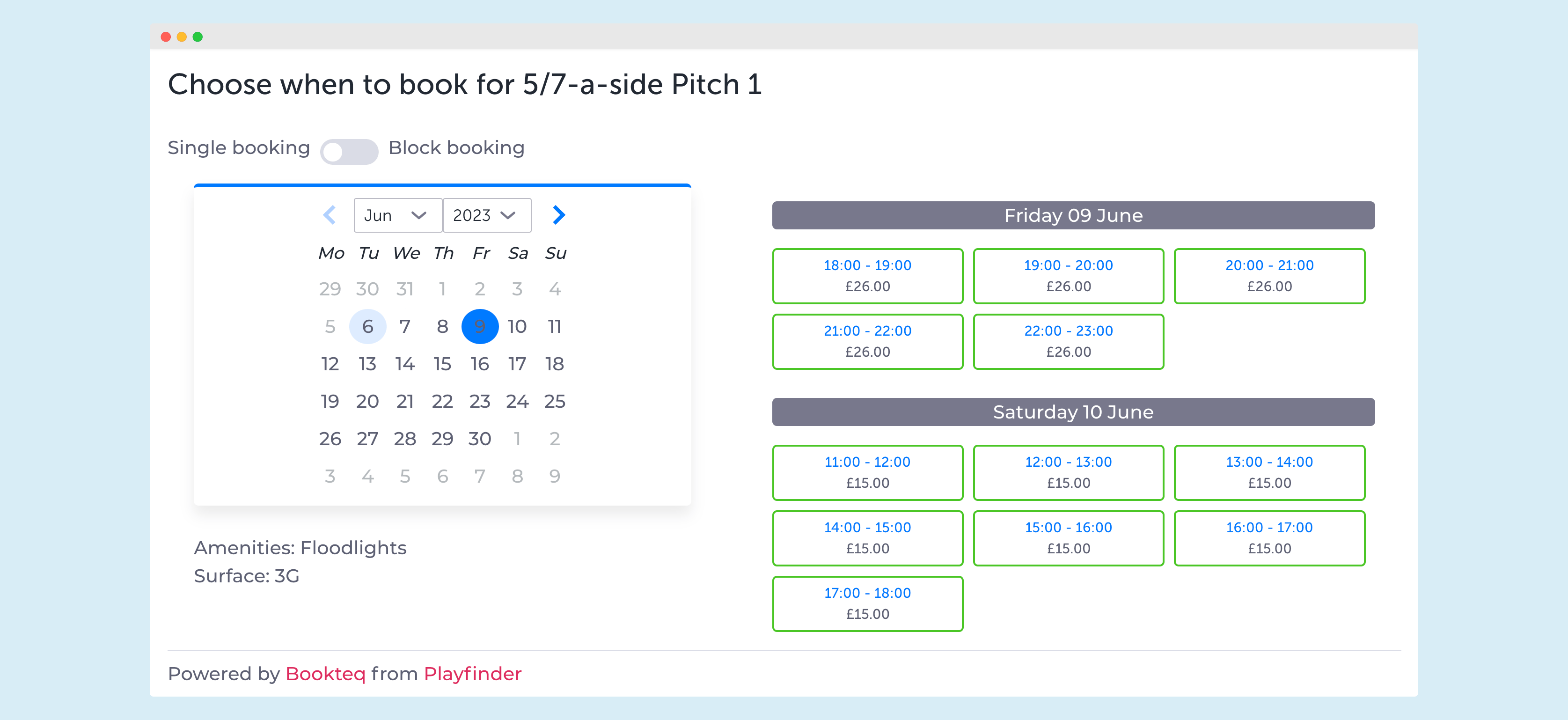 Digital widget for facility booking software
