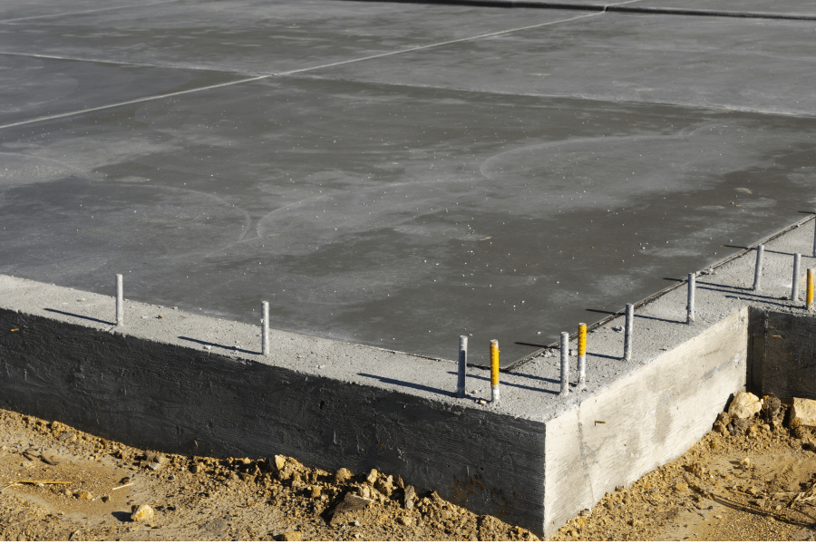 Concrete foundations for a padel court