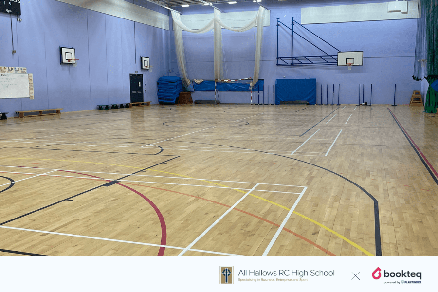 All Hallows RC High School indoor sports hall facilities.