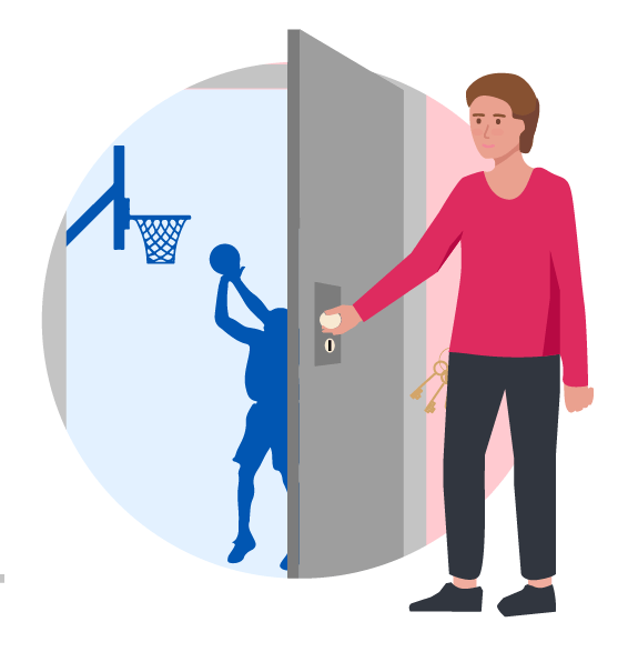 Staff unlocking school facility for booking