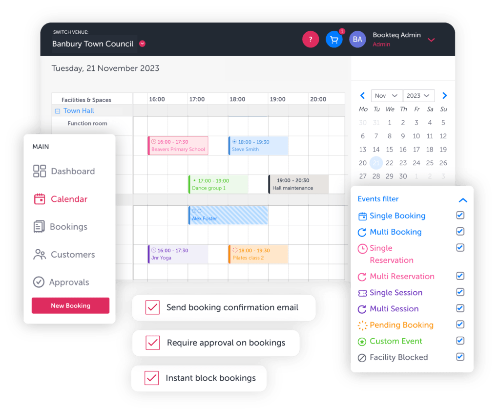 Venue booking system used for town hall